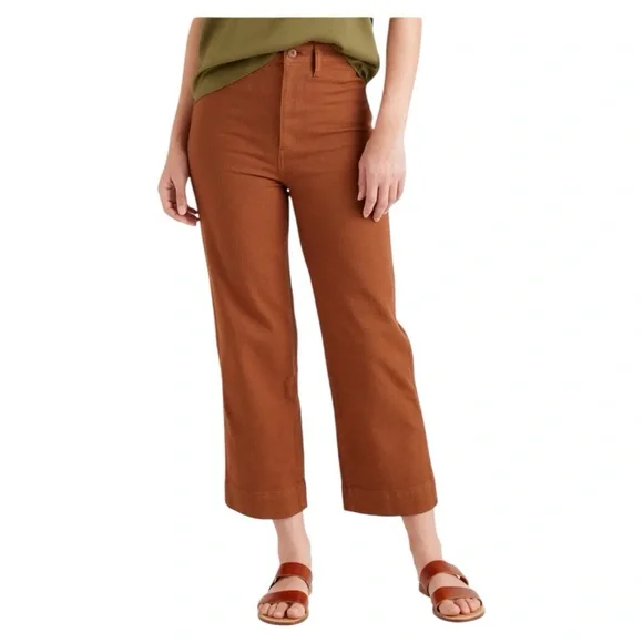 NWOT Quince Organic Stretch Cotton Twill Wide-Leg Crop Pants size 26 - Picture 2 of 9